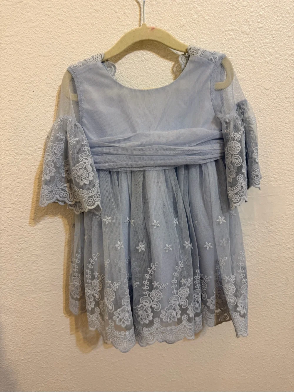 Girls Powder Blue Lace & Tulle Formal Dress party holidays floral design